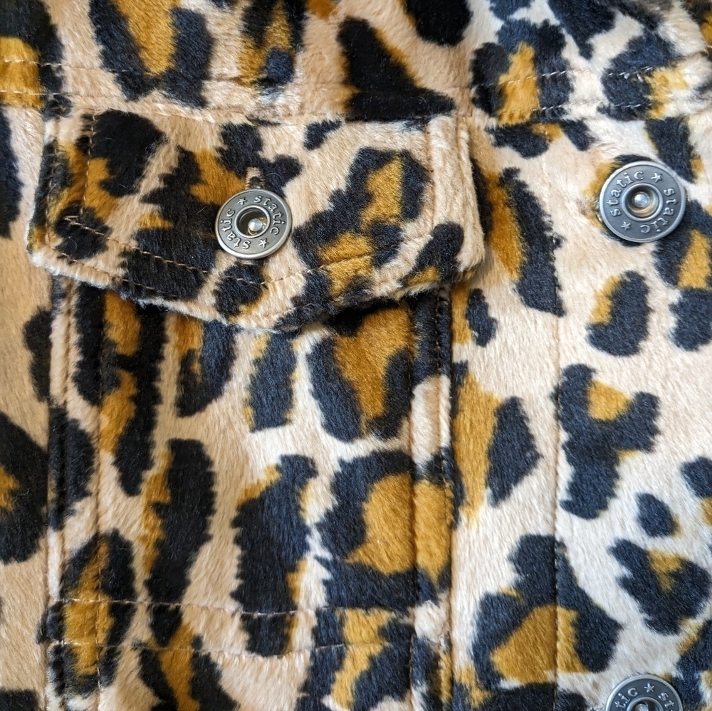 Y2k Static Leopard Print Cropped Jacket Size S - image 4